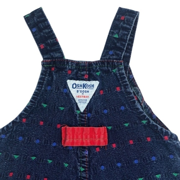 Vintage OshKosh B’gosh Made in USA Infant Overalls Geometric Shapes Sz 6-9mo - Picture 9 of 16